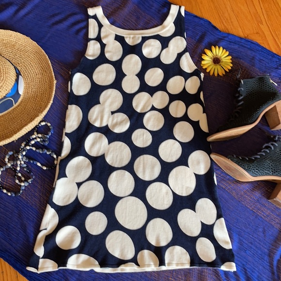 🌺 ESCIO - Navy & White; Flattering Polka Dot Short Dress in Misses Size Small! - Picture 10 of 11